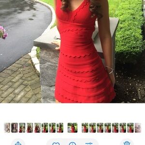 Red stretch fabric mini dress by Alberto Makali